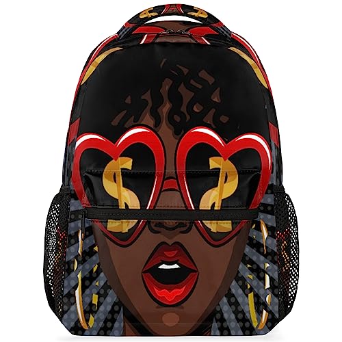 African American Women Kids Backpack for Boys Girls, 16 Inch School Backpack African Woman Bookbags Elementary School Bag Travel Laptop Backpacks Casual Daypack