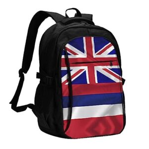 vacsax flag of hawaii american travel laptop backpack, business water resistant laptop backpack with usb charging port unisex