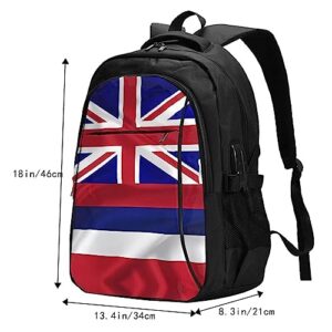 vacsAX Flag of Hawaii American Travel Laptop Backpack, Business Water Resistant Laptop Backpack with USB Charging Port Unisex