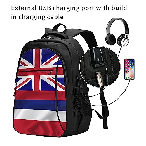 vacsAX Flag of Hawaii American Travel Laptop Backpack, Business Water Resistant Laptop Backpack with USB Charging Port Unisex