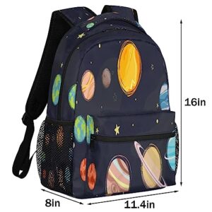 Solar System Star Kids Backpack for Boys Girls, 16 Inch School Backpack Outer Space Planets Bookbags Elementary School Bag Travel Laptop Backpacks Casual Daypack