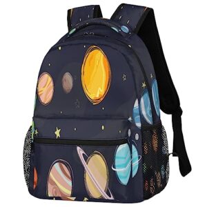 Solar System Star Kids Backpack for Boys Girls, 16 Inch School Backpack Outer Space Planets Bookbags Elementary School Bag Travel Laptop Backpacks Casual Daypack