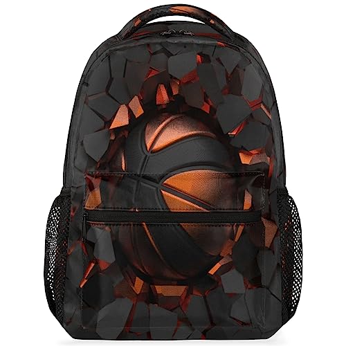 Sport Ball Kids Backpack for Boys Girls, 16 Inch School Backpack Art Basketball Bookbags Elementary School Bag Travel Laptop Backpacks Casual Daypack