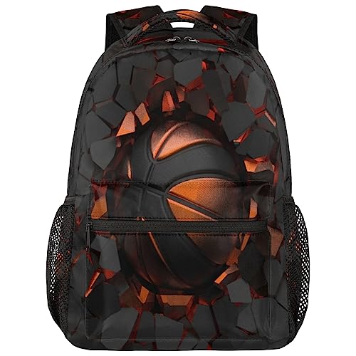 Sport Ball Kids Backpack for Boys Girls, 16 Inch School Backpack Art Basketball Bookbags Elementary School Bag Travel Laptop Backpacks Casual Daypack