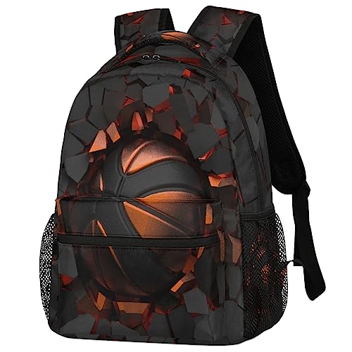 Sport Ball Kids Backpack for Boys Girls, 16 Inch School Backpack Art Basketball Bookbags Elementary School Bag Travel Laptop Backpacks Casual Daypack