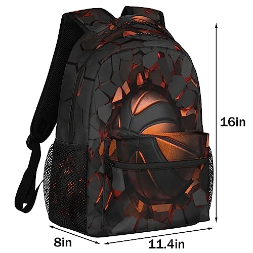 Sport Ball Kids Backpack for Boys Girls, 16 Inch School Backpack Art Basketball Bookbags Elementary School Bag Travel Laptop Backpacks Casual Daypack