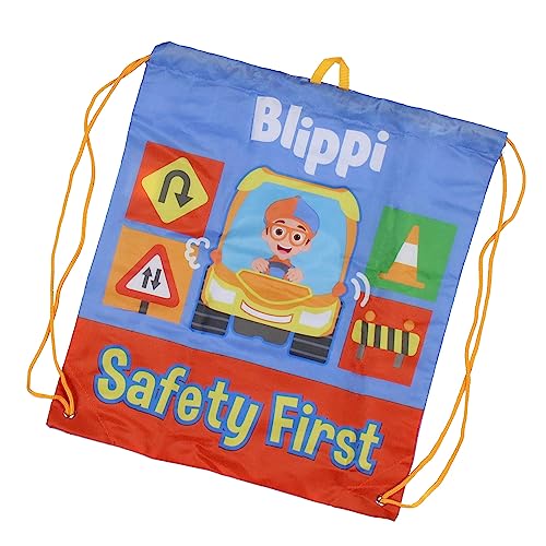 Blippi Backpack Safety First Kids School Travel Backpack 5 Pc Set With Lunch Box, Drawstring Bag, Water Bottle, and Pencil Case