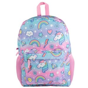 club libby lu pastel ombre unicorn backpack for girls and kids, 16 inch, pink