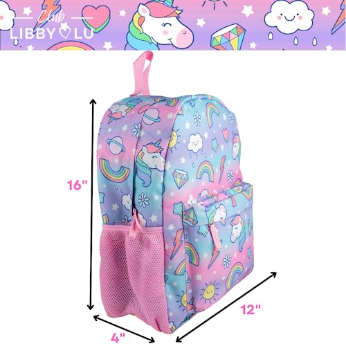 CLUB LIBBY LU Pastel Ombre Unicorn Backpack for Girls and Kids, 16 inch, Pink