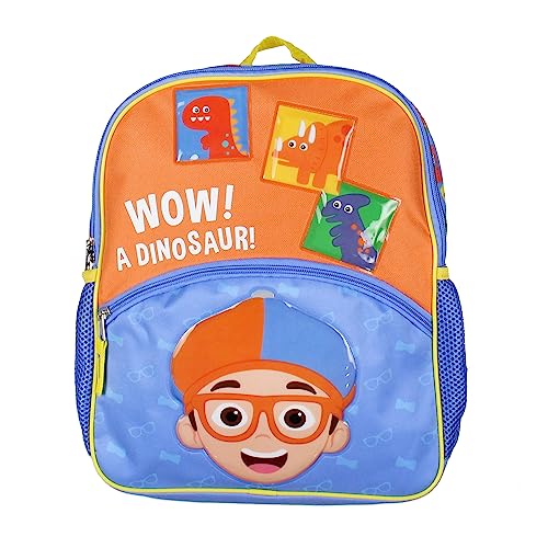 AI ACCESSORY INNOVATIONS Blippi Backpack Wow! A Dinosaur 14" Kids School Travel Backpack Bag For Toys w/Raised Character Designs