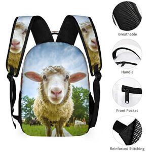 Niapessel Kids Backpack for School, Cute Sheep Pattern Students Bookbags School Bags Girls Boys