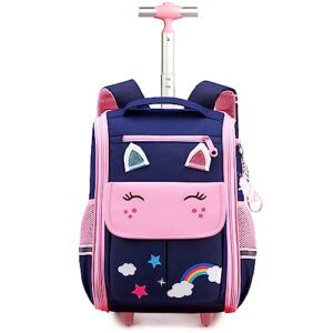 oruiji unicorn rolling backpack for girls backpack with wheels preschool elementary wheeled backpack for school kids carry on luggage suitcase