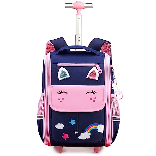 Oruiji Unicorn Rolling Backpack for Girls Backpack with Wheels Preschool Elementary Wheeled Backpack for School Kids Carry on Luggage Suitcase