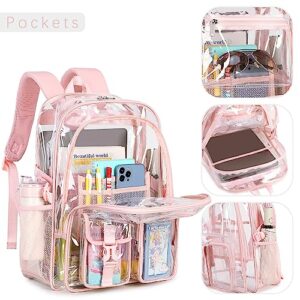 abshoo Large Clear Backpack For Girls Women School Bookbag Heavy Duty Transparent Backpack (Pink)