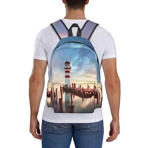 EVANEM Rainbows Lighthouse Printed Unisex Backpack Ergonomic Laptop Backpack Computer Bag Lightweight Casual Daypack Sport Laptop Backpack