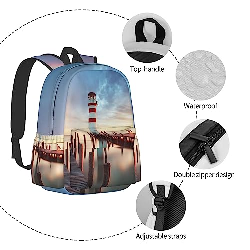 EVANEM Rainbows Lighthouse Printed Unisex Backpack Ergonomic Laptop Backpack Computer Bag Lightweight Casual Daypack Sport Laptop Backpack