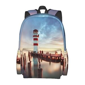 EVANEM Rainbows Lighthouse Printed Unisex Backpack Ergonomic Laptop Backpack Computer Bag Lightweight Casual Daypack Sport Laptop Backpack