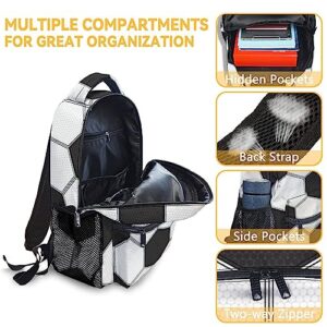 NICEFORNICE Soccer Backpacks Kids, 16 Inch Cute Backpack for School, Black Lightweight Bookbag for Boys