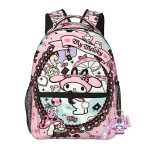 diez my bunny melody backpack women casual pink backpack cartoon my bunny melody kawaii backpack breathable large-capacity travel daypack with keychain