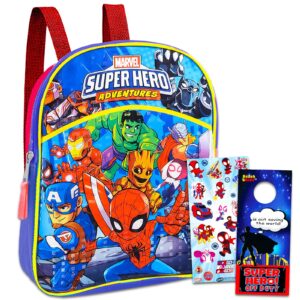 spidey and friends mini backpack - 3 pc bundle with 11" spidey preschool toddler small backpack for boys, kids plus stickers, more | mini spiderman backpack
