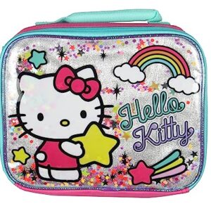 Hello Kitty Glitter 2 Piece School Travel Backpack Set For Girls With Detachable Insulated Lunch Box