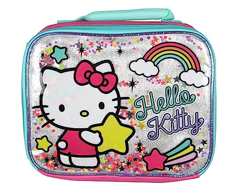 Hello Kitty Glitter 2 Piece School Travel Backpack Set For Girls With Detachable Insulated Lunch Box