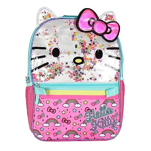 Hello Kitty Glitter 2 Piece School Travel Backpack Set For Girls With Detachable Insulated Lunch Box