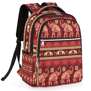 travel laptop backpack indian elephant floral pattern laptop backpack lightweight casual daypack backpack for 15.6 inch laptop, adult.