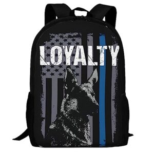 ZEYUANKA Police K9 Unit Dog Loyalty Thin Blue Line Flag Backpack Lightweight College Business Multi-Function Travel Casual Bag