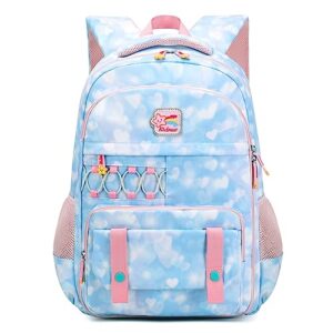 kidnuo girls backpack 15.6 inch laptop school bag cute kids kindergarten elementary backpacks middle schoolbag large bookbags for women teens students anti theft travel daypack (blue)