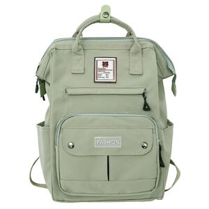 jhtpslr preppy backpack cute vintage backpack solid aesthetic backpack book bags large waterproof laptop backpack supplies (sage green)