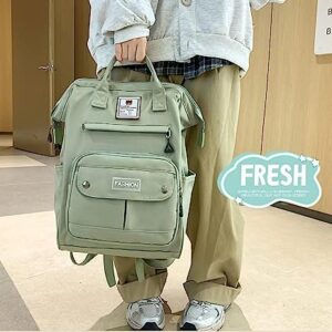 JHTPSLR Preppy Backpack Cute Vintage Backpack Solid Aesthetic Backpack Book Bags Large Waterproof Laptop Backpack Supplies (Sage Green)