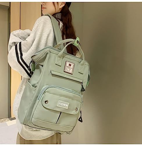 JHTPSLR Preppy Backpack Cute Vintage Backpack Solid Aesthetic Backpack Book Bags Large Waterproof Laptop Backpack Supplies (Sage Green)