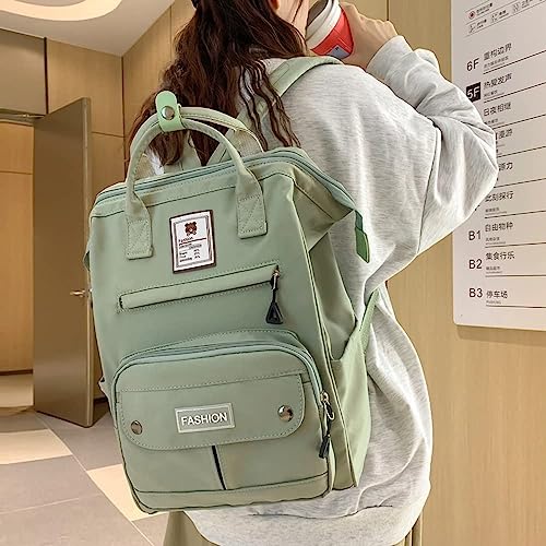 JHTPSLR Preppy Backpack Cute Vintage Backpack Solid Aesthetic Backpack Book Bags Large Waterproof Laptop Backpack Supplies (Sage Green)