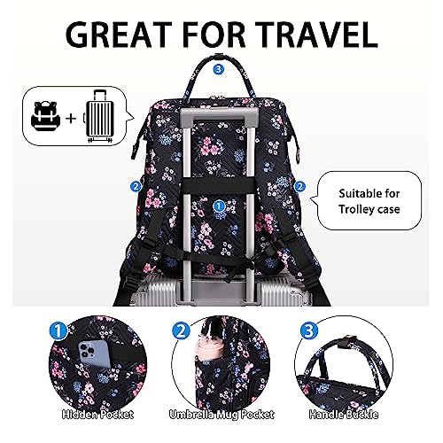 Laptop Backpack Purse for Women Work Business College School Bag Baby Diaper Backpacks Large Girls Nurse Teacher Bookbags Anti Theft Ladies Travel Daypack with USB Port for 15.6 In Laptops (Black-1）