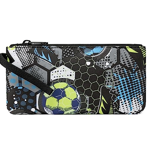 CAMTOP School Backpack Kids Boys Soccer Bookbag Set Student Backpack with Lunch Box and Pencil Case (Football,Graffiti Print)