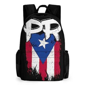 supdreamc durable polyester daypack backpack for sports travel running - big capacity anti-theft multipurpose carry on bag, flag of puerto rico boricua art laptop book bag rucksack