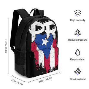 Supdreamc Durable Polyester Daypack Backpack for Sports Travel Running - Big Capacity Anti-Theft Multipurpose Carry On Bag, Flag of Puerto Rico Boricua Art Laptop Book Bag Rucksack