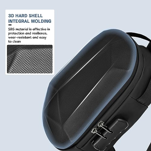 Wzsipod Anti-Theft Small Hard Shell Sling Bag for Men Women, Crossbody Backpack Bag for Adults, One Strap Chest Bags for Men, Lightweight Quest 2 Case With USB-A Charger Port (Black)