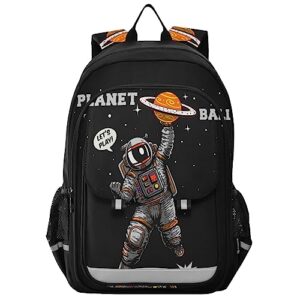 glaphy outer space astronaut playing basketball backpack school bag lightweight laptop backpack students travel daypack with reflective stripes