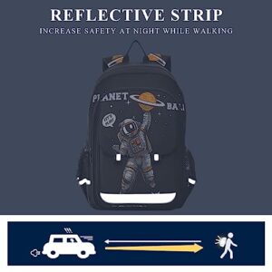 Glaphy Outer Space Astronaut Playing Basketball Backpack School Bag Lightweight Laptop Backpack Students Travel Daypack with Reflective Stripes