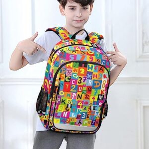 Glaphy Letters Alphabets Plaid Backpack School Bag Lightweight Laptop Backpack Students Travel Daypack with Reflective Stripes