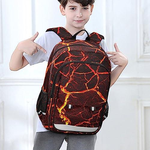 Glaphy Lava Fire Volcano Backpack School Bag Lightweight Laptop Backpack Students Travel Daypack with Reflective Stripes