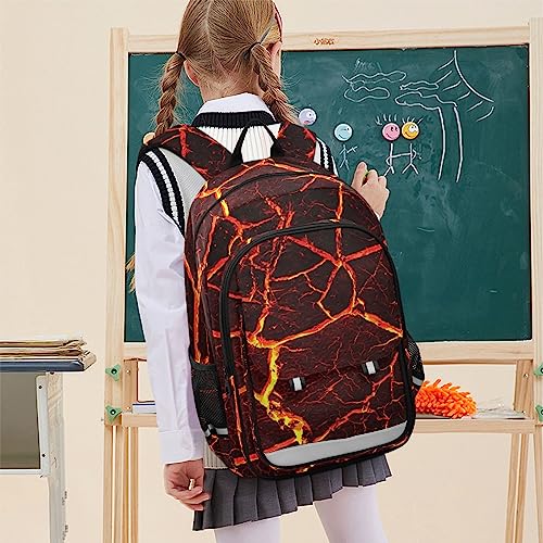 Glaphy Lava Fire Volcano Backpack School Bag Lightweight Laptop Backpack Students Travel Daypack with Reflective Stripes