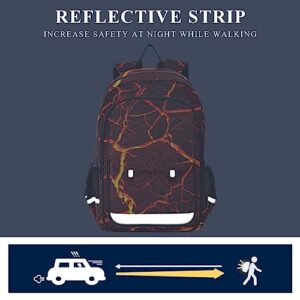 Glaphy Lava Fire Volcano Backpack School Bag Lightweight Laptop Backpack Students Travel Daypack with Reflective Stripes