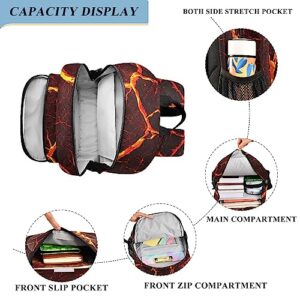 Glaphy Lava Fire Volcano Backpack School Bag Lightweight Laptop Backpack Students Travel Daypack with Reflective Stripes