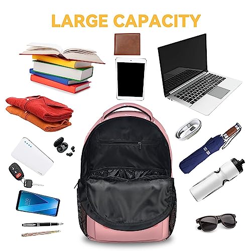 KNOWPHST Corgi Backpacks for Girls Boys, 16 Inch Cute Backpack for School, Pink, Large Capacity, Durable, Lightweight Bookbag for Kids Travel