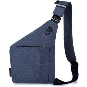 qidelong sling bag- slim anti-theft crossbody shoulder backpack chest bag lightweight personal pocket bag for hiking travel (blue)