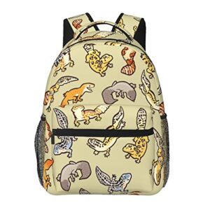 ILEABEC Backpack for Women Men Leopard Gecko Lightweight Laptop Backpack Durable Gym Backpacks Casual Daypack