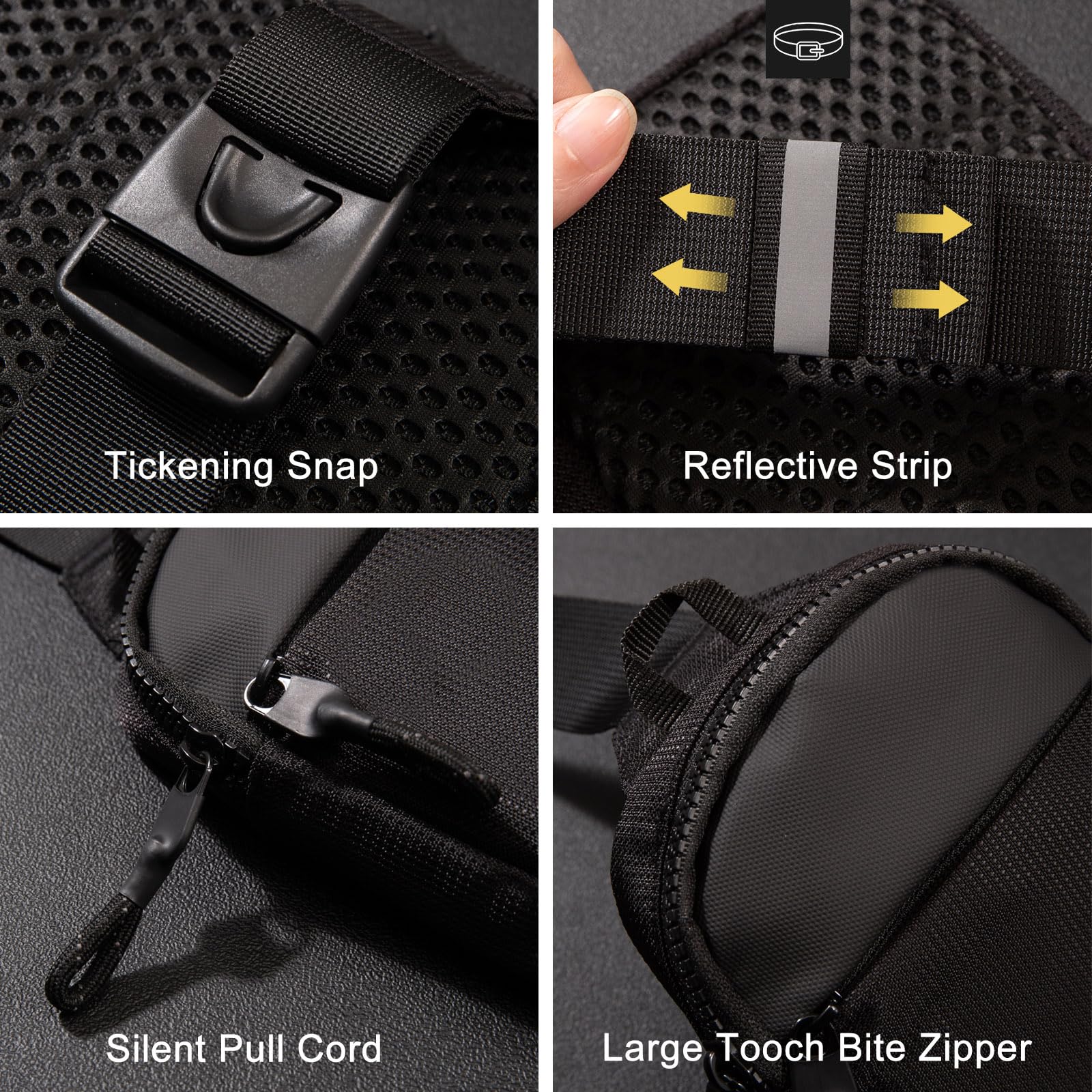 LKEX Mini Sling Bag Men Small Crossbody Bag Women Fanny Packs Casual Personal Pocket Bag Backpack Phone Chest Bag (Black-Mini（L*w*h=13 * 3 * 19cm）)